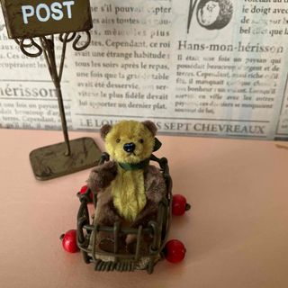 モールアート　ワイヤーカート付きクマさん　モールベア　ミニチュア　ブライス