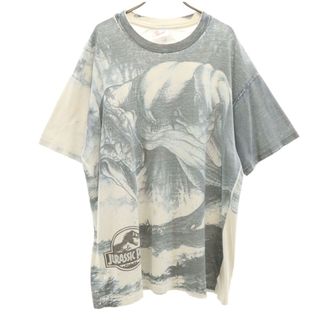 ヘインズ(Hanes)の古着 Hanes ヘインズ 90s オールド USA製 ジュラシックパーク3 ムービーT 映画 ジェラシックパーク 半袖 Tシャツ XL グレー シングルステッチ メンズ(Tシャツ/カットソー(半袖/袖なし))