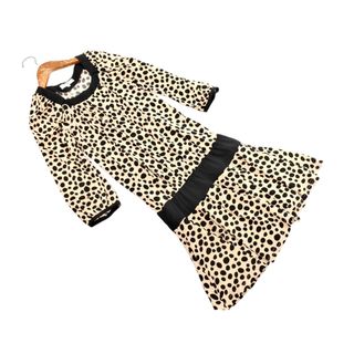ナチュラルビューティーベーシック(NATURAL BEAUTY BASIC)のNATURAL BEAUTY BASIC ナチュラルビューティーベーシック 総柄 タック ワンピース sizeS/ベージュ ■◇ レディース(ミニワンピース)