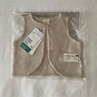 【新品未使用】H&M コットンニットベスト　ベビーベスト 75 ライトベージュ
