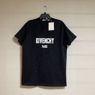 ジバンシィ(GIVENCHY)の美品 本物 正規品 GIVENCHY メンズ Tシャツ デストロイ ロゴ 黒(Tシャツ/カットソー(半袖/袖なし))