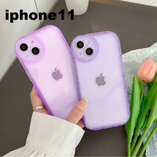 iphone11ケース 透明カーバー TPU 　 紫449