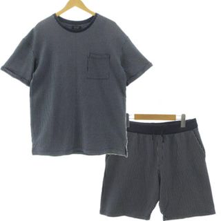ZARA MAN しじら織りセットアップ Tシャツ パンツ 紺 グレー M(その他)