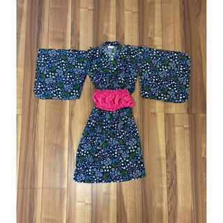 アンパサンド(ampersand)の【Ampersand】花柄　ワンピース浴衣　帯付き　子供浴衣 130(甚平/浴衣)