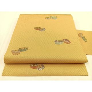 平和屋着物◎九寸名古屋帯　下駄　金糸　正絹　逸品　BAAU3154hj(帯)