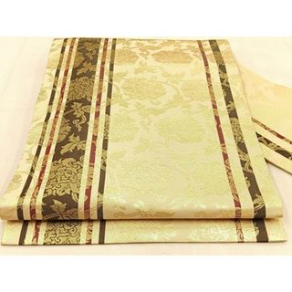 平和屋着物◎九寸名古屋帯　更紗花唐草文　金糸　正絹　逸品　BAAU3155hj(帯)