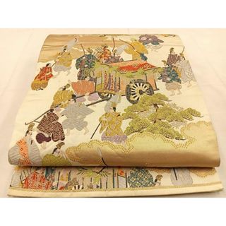 平和屋着物◎六通柄袋帯　唐織　御本　金糸　正絹　逸品　BAAU3137hj(帯)