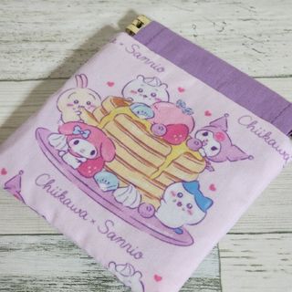 ハンドメイド ホットケーキ バネ口 ポーチ ちいかわ 丸型ナスカン無し