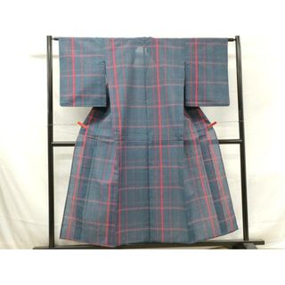 平和屋着物∴夏物　阿波しじら織　浴衣　格子　綿　逸品　DAAV0137cd(浴衣)