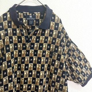 ジバンシィ(GIVENCHY)のGIVENCHY ジバンシー ゴルフ半袖ポロシャツ モノグラム刺繍カットソー Ｌ(ポロシャツ)