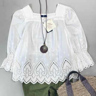 シップス(SHIPS)の未使用タグ付 シップス カットワーク 刺繍ブラウス コットン 白(シャツ/ブラウス(長袖/七分))