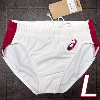 アシックス　女子陸上レーシングショーツ　Lサイズ　ホワイト×エンジ　新品