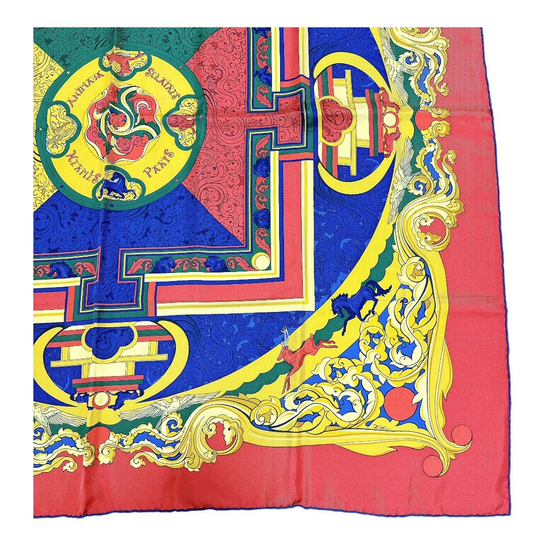 ⭐︎まる⭐︎さま　【新品・未使用】エルメス カレ90 〈太陽の動物たち〉 HERMES - 【超美品】エルメス スカーフ カレ90 太陽の動物たちの