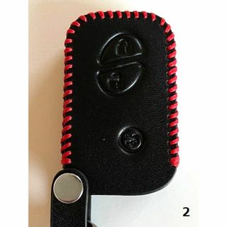 牛革ジャストフィット レクサス スマートキーケース LS GS 黒色縫い糸赤 2(車内アクセサリ)