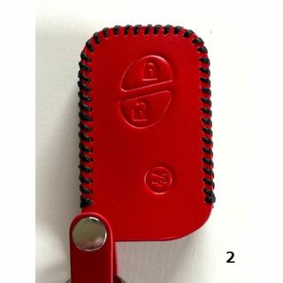 牛革ジャストフィット レクサス スマートキーケース LS GS 赤色縫い糸黒 2(車内アクセサリ)