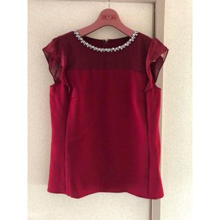 アプワイザーリッシェ(Apuweiser-riche)のアプワイザー　衿ビジューヨークシアーブラウス(シャツ/ブラウス(半袖/袖なし))