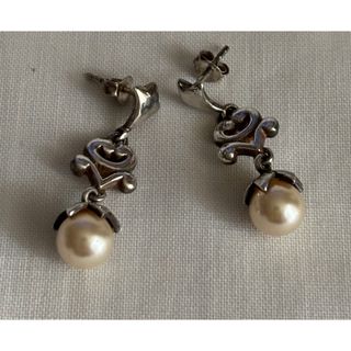【希少】1980年代シルバー925パール ドロップピアス(ピアス)