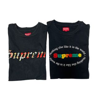 ◆中古品◆Supreme シュプリーム Tシャツ 2点セット メンズ Mサイズ、Sサイズ 半袖シャツ ブラック Q95261NA(Tシャツ/カットソー(半袖/袖なし))