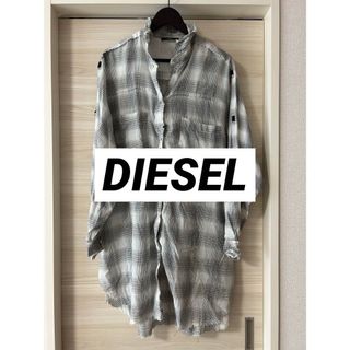ディーゼル(DIESEL)のdiesel ディーゼル ダメージ加工チェック柄ワンピース グレーY2K(シャツ/ブラウス(長袖/七分))