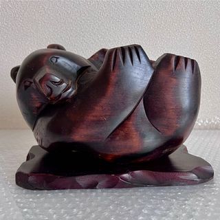 木彫りの熊　ボトルホルダー　ウイスキー 北海道おみやげ　木製(彫刻/オブジェ)
