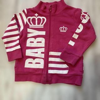 【90㎝】BABYDOLLベビードール　ピンクストライプ ジップアップジャージ(カーディガン)