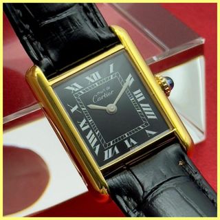 カルティエ(Cartier)の外装新品仕上 カルティエ マストタンクSM 手巻き 稼働 ブラック文字盤 52(腕時計)