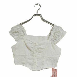 新品 SHEIN ブラウス ホワイト S クロップド丈 フリル袖 ガーリー 夏