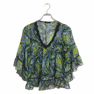 メトリーゼ ブラウス グリーン M シフォン ペイズリー柄 ゆったり 上品