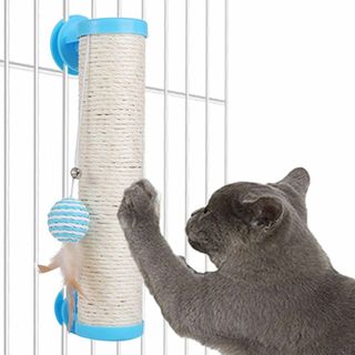 【特価商品】遊べる爪研ぎポール 猫 爪研ぎ ケージ用 麻 おもちゃ ボール 工具(猫)
