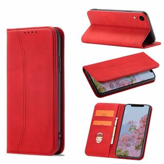 【色:レッド_サイズ:iPhone XR】【iphone xrケース 手帳型】K(その他)