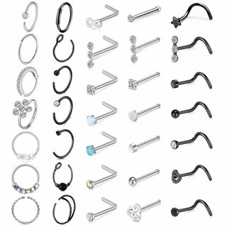 【数量限定】[Aroncent] ボディピアス 20G 鼻ピアス L 鼻リング (その他)