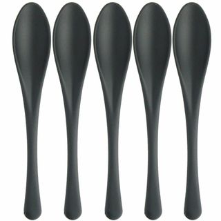 ナガオ 耐熱 プラスチック ソフトスプーンセット 5本 ブラック 食洗器対応 日