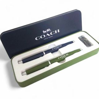 コーチ(COACH)の極美品 未使用 COACH コーチ ボールペン 万年筆 セット 缶ペンケース(ペン/マーカー)