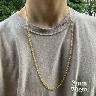《太め》ゴールド ロング チェーンネックレス 70cm メンズ アクセサリー