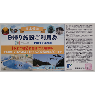 藤田観光 株主優待 日帰り施設ご利用券 1枚 2025年9月期限 -c(遊園地/テーマパーク)