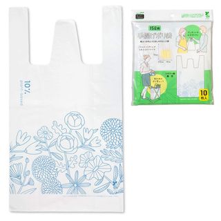 可愛い❣️ ポリ袋 ゴミ袋 レジ袋 エコバッグ 買い物袋 花柄 ブルー 15L