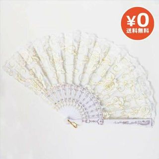 扇子 練習用 舞台 踊りラメ入り 薔薇 レース 白