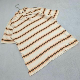 【オレンジカウンティ】（L）シャツ トップス ボーダー柄 コットン ベージュ系(Tシャツ/カットソー(半袖/袖なし))