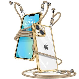 【色:金_サイズ:iPhone13】iPhone 13 ケース クリア ショルダ