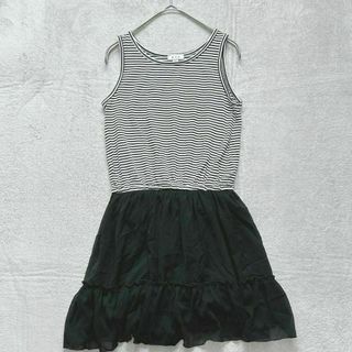 アーヴェヴェ(a.v.v)の【a.v.v】 (140) キッズ 子供 コットン 無地 ボーダー ワンピース(ワンピース)