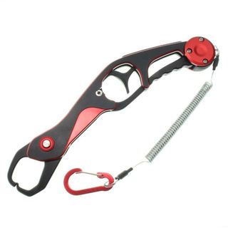 フィッシュグリップ 超軽量アルミ製 魚掴み器 レッド黒爪 レッド/ブラッククロウ