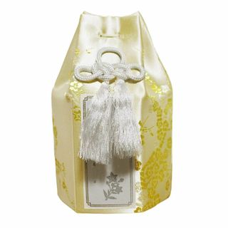 新品 仏具 骨壷 2.5寸 梅 イエロー 覆い袋のみ 戒名シールつき 手元供養 