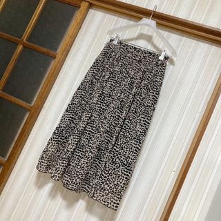 ハドソンハニー ヒョウ柄 プリーツ 膝下 スカート