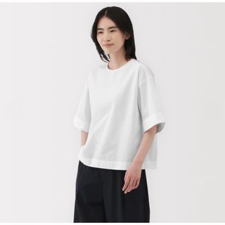 【新品】無印良品　婦人　乾きやすい　ブロード五分袖ブラウス　白