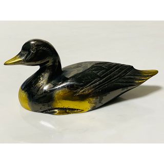 【 美品 】重さ610g 金属製 金彩 DUCK 文鎮・ペーパーウェイト