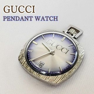 グッチ(GUCCI)の美品＆希少 GUCCIグッチ ペンダント時計ブルー箱付きキュート イタリア(ネックレス)