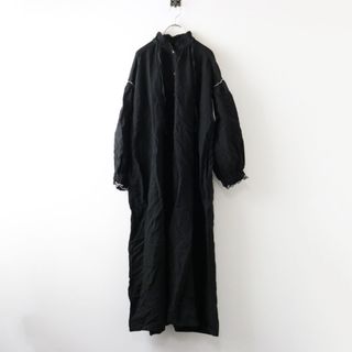 ネストローブ(nest Robe)の2024AW ネストローブ nest Robe リネン配色メローワンピース ワンピース F ブラック/黒 麻 チュニック ドレス【2400014531312】(その他)