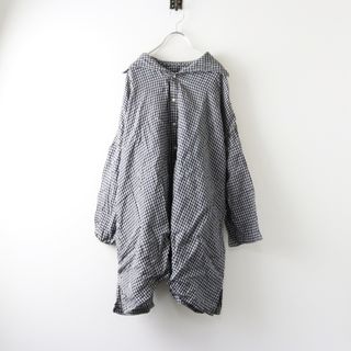 ネストローブ(nest Robe)の限定アイテム 2025SS ネストローブ nest Robe リネンギンガムウィングカラービッグシャツ ネイビーチェック F【2400014531305】(シャツ/ブラウス(長袖/七分))