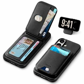 TUCCH iPhone16 対応 ケース PUレザー 折畳式カードケース付き (その他)
