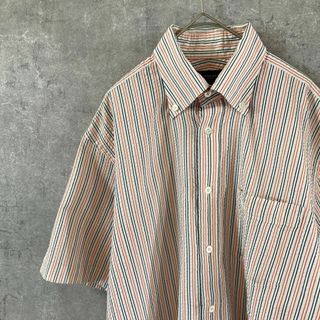 BURBERRY GOLF 半袖シャツ Lサイズ ストライプ　カラフルゆったり